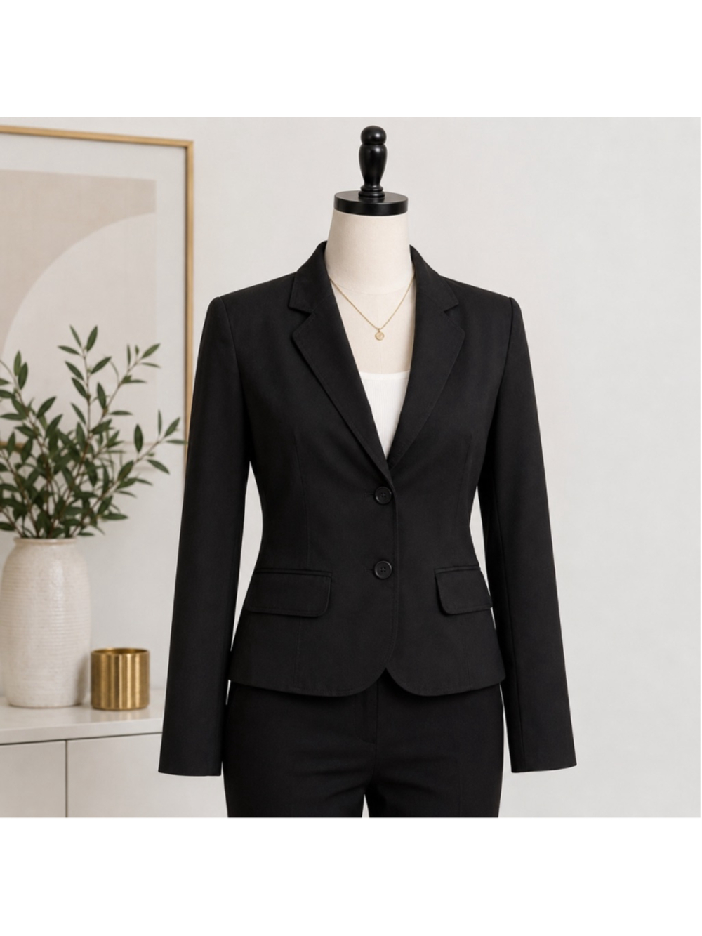 A Line Stretch Womens 14 Black Cropped Career Blazer Jacket Work Office